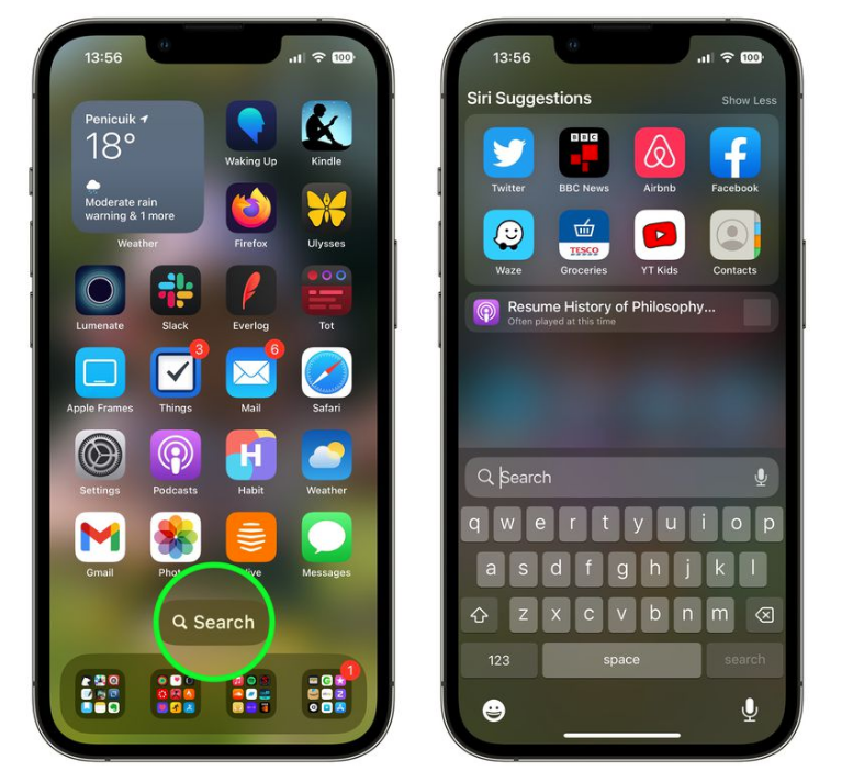 蔡甸苹果手机维修分享升级到 iOS 16 后，如何删除主屏幕上的搜索按钮 