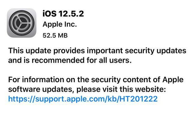 蔡甸苹果手机维修分享iOS12.5.2发布，建议所有老苹果用户安装 
